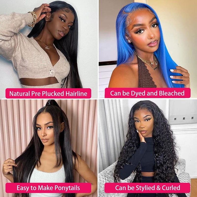sdamey 360 Straight Lace Front Wigs Human Hair HD Transparant Full Lace Wigs For Women 200 Density Wigs Human Hair Pre Plucked With Baby Hair 12A Brazilian Virgin Hair Natural Color 18inch - Image 4